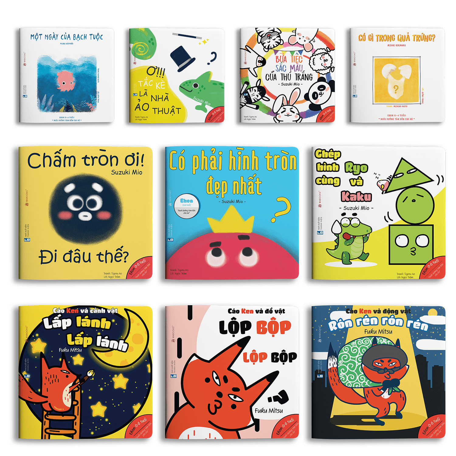 Combo 10 cuốn (0 - 6 Tuổi): Màu sắc + Hình khối + Âm thanh