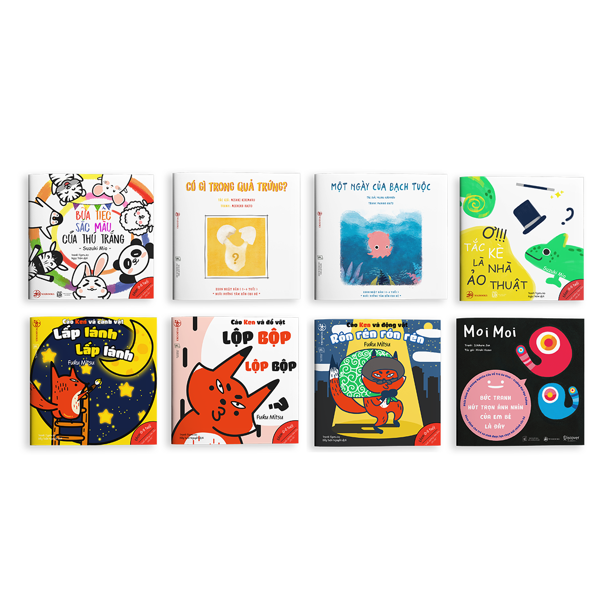 Combo sách cho bé 0 - 2: Âm thanh cáo ken+ Màu sắc 1+ MoiMoi (bìa đen)