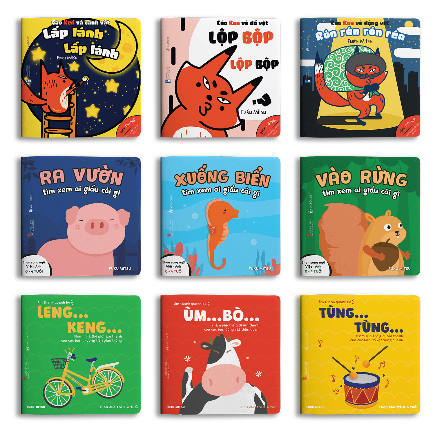 Combo Đèn lồng gỗ Trung thu và 9 cuốn sách Ehon giúp bé Học Nói