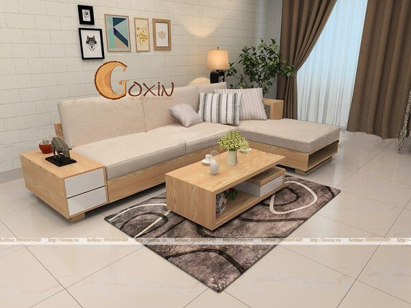 Chia se bi quyet chon mau sofa go chu L cho phong khach nho
