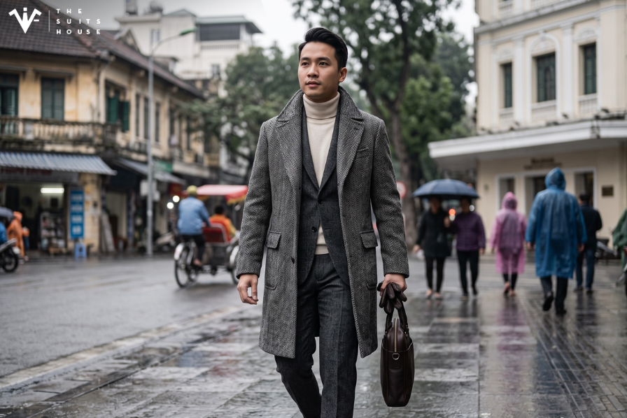 Bí Quyết Phối Suit Cùng Áo Len Cổ Lọ Và Măng Tô Mùa Đông Hà Nội
