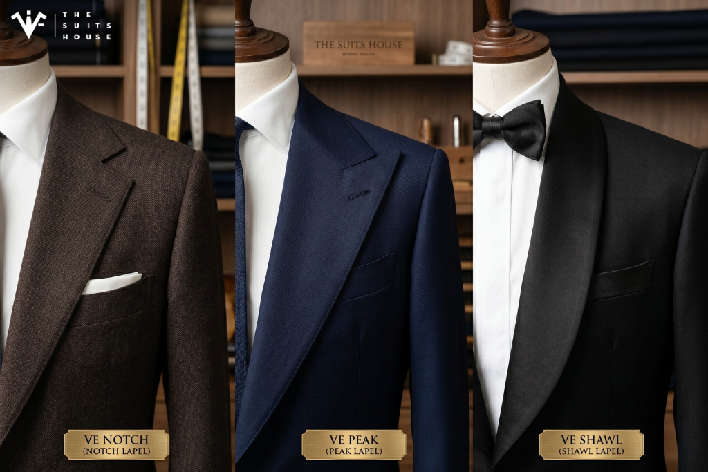 Giải Mã Ve Áo Suit: Khi Nào Chọn Ve Notch, Ve Peak Hay Ve Shawl?