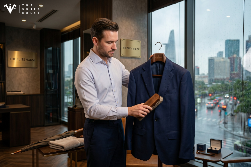 Mặc Suit Mùa Mưa Sao Cho Bền? Cách Xử Lý Khi Âu Phục Bị Ướt