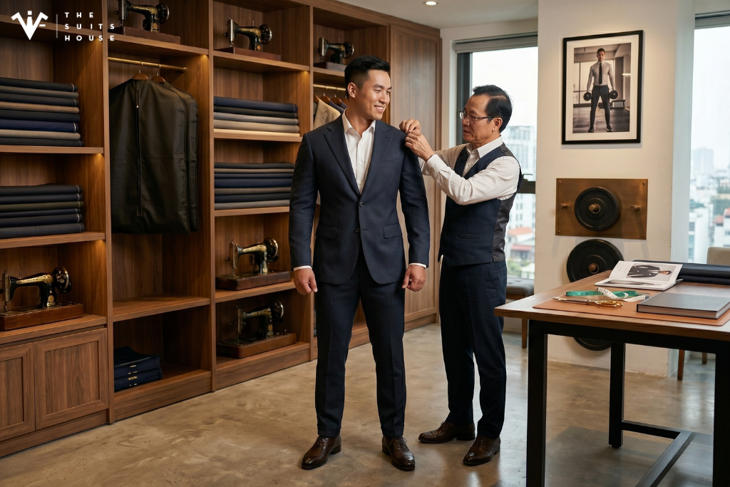 Suit Cho Gymer: Bí Quyết Xử Lý Khung Vai Rộng, Eo Thon Không Căng Kích