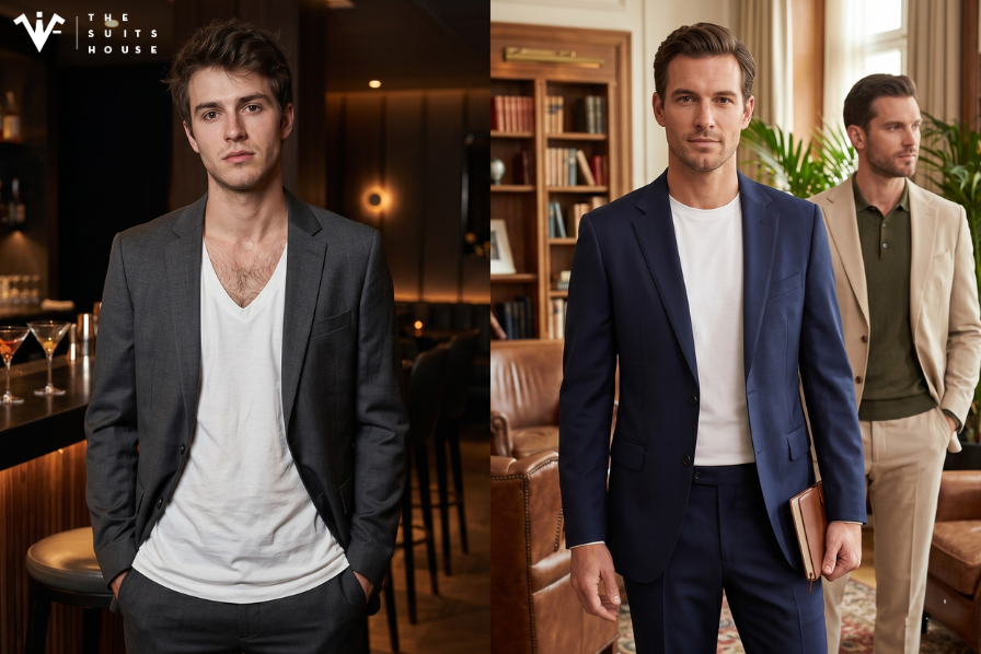 Suit Cùng Áo Phông Cổ V: Ranh Giới Giữa 