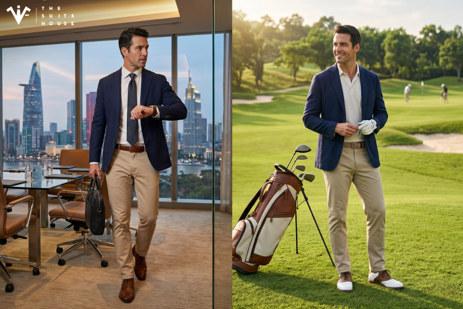 Từ Họp Kín Đến Sân Golf: Phối Jacket & Chinos Trong 5 Phút