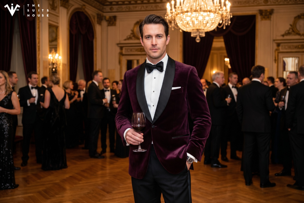 Tuxedo Nhung Đỏ Burgundy: Tuyên Ngôn Đẳng Cấp Thu Đông