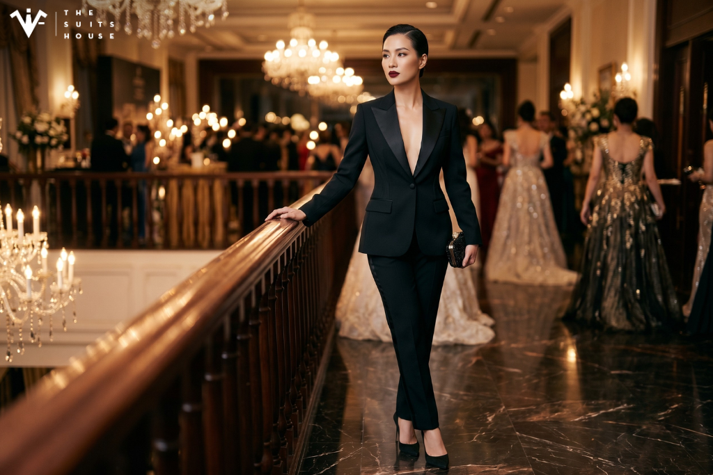 Tuxedo Nữ (Le Smoking): Sang Trọng, Gợi Cảm, Thay Thế Váy Dạ Hội