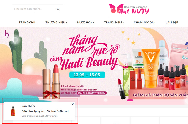 Ant Nuty Giao diện mỹ phẩm