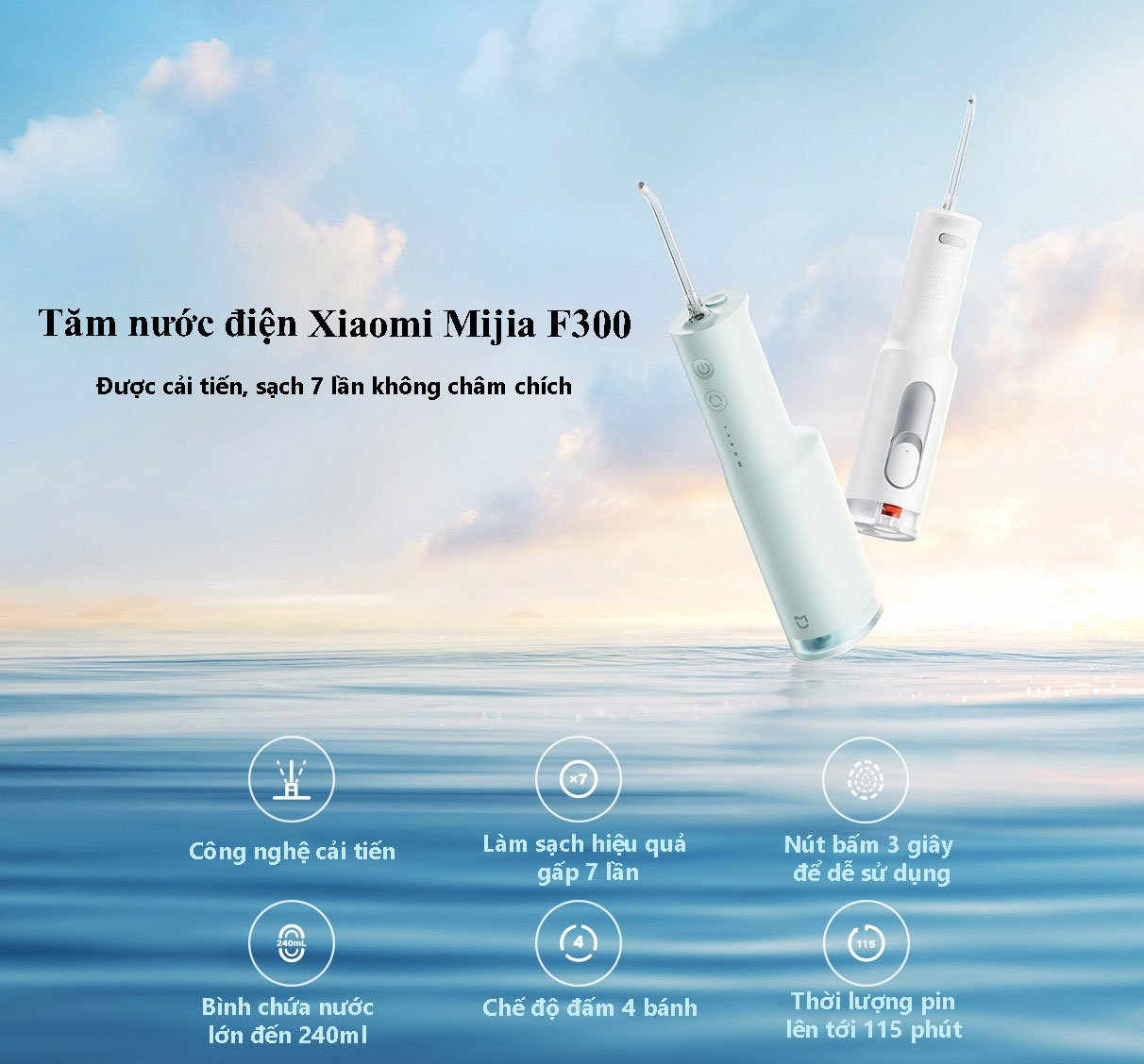 Tăm nước vệ sinh răng miệng xiaomi Mijia Electric Teeth Flosser F300 mới ra mắt ngày hôm nay với giá bán được công bố vào khoảng 700 ngàn