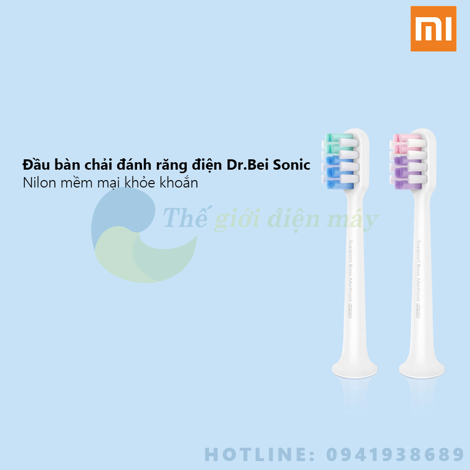 Bộ 2 bàn chải điện xiaomi DR-BEI sonic loại sạch EB-N0202 - Shop Thế giới điện máy