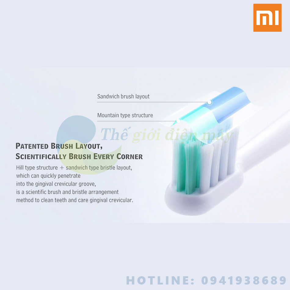 Bộ 2 bàn chải điện xiaomi DR-BEI sonic loại sạch EB-N0202 - Shop Thế giới điện máy