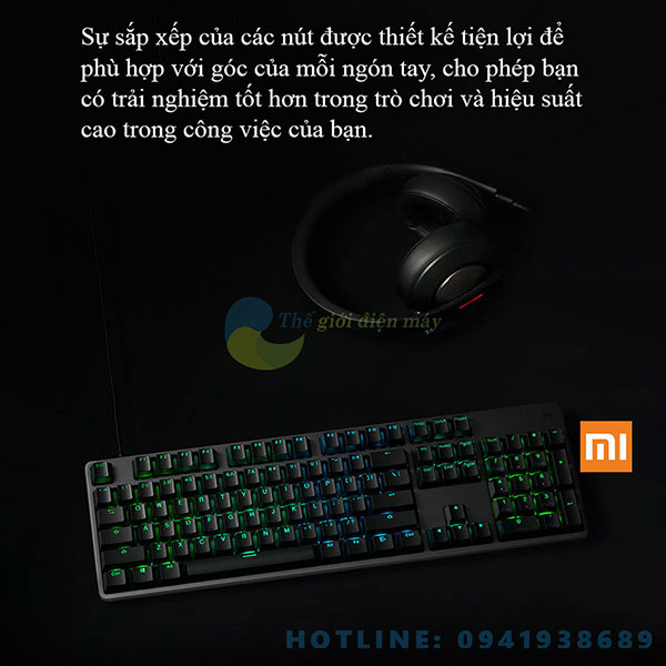 Bàn phím cơ gaming Xiaomi RGB 104K đèn led 14 chế độ - Bảo hành 6 tháng -Shop Thế giới điện máy