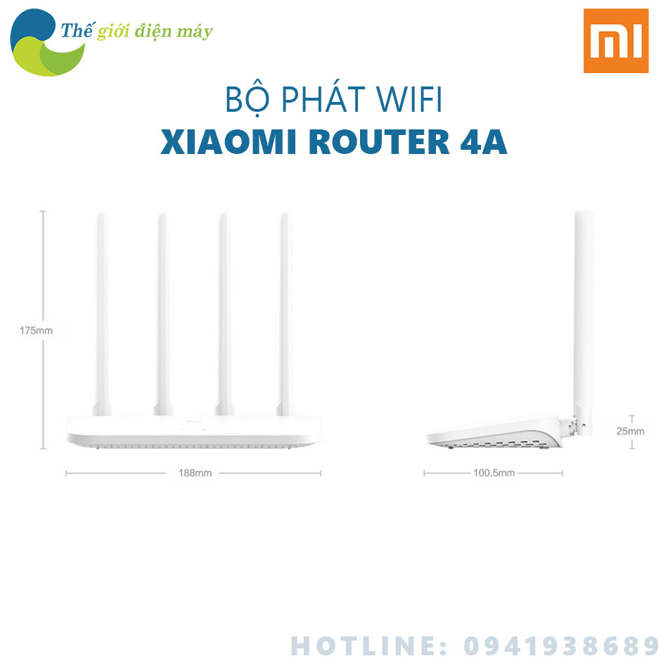 Bộ Phát Wifi Xiaomi Router 4A Công Suất 2.4 GHz và 5 Ghz 4 Angten 16MB ROM 128 RAM DDR3 - Bảo hành 12 tháng - Shop Thế giới điện máy
