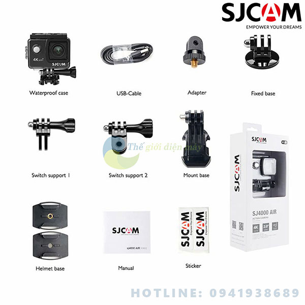 Camera hành trình SJCAM SJ4000 Air 4K Wifi - Bảo hành 12 tháng - Shop Thế giới điện máy