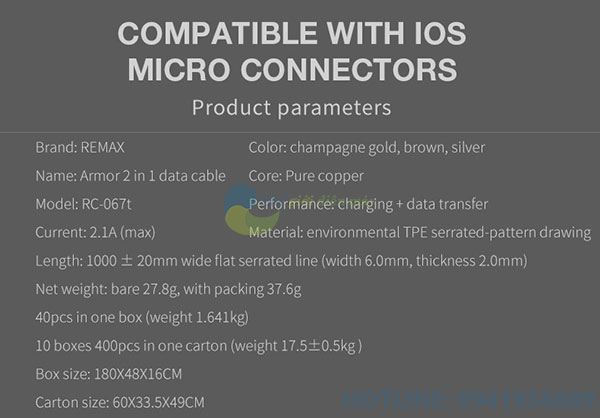 Cáp sạc điện thoại đa năng Remax micro SD 2 trong 1 sử dụng cho IOS và Android
