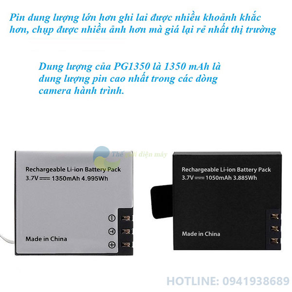 combo 1 dock sạc đôi LCD và 2 pin 1350mah chính hãng