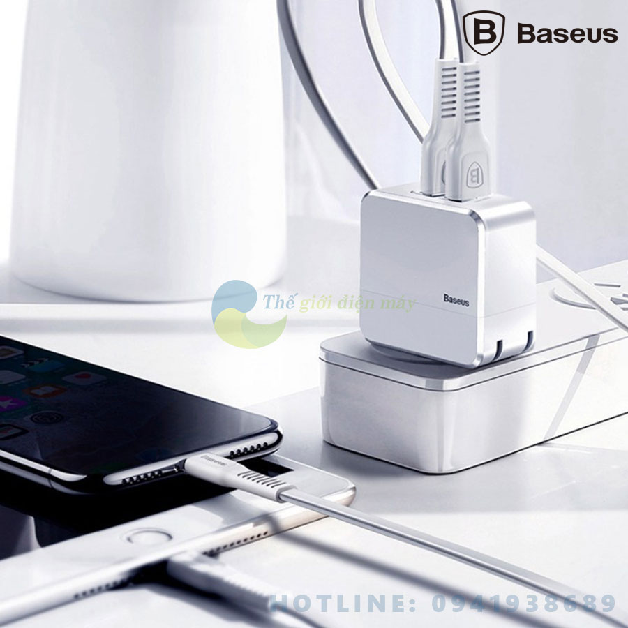 Củ sạc Baseus 2 cổng sạc nhanh 2.4A cho điện thoại camera - Shop Thế giới điện máy