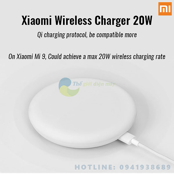 Đế sạc không dây thông minh Xiaomi Mi Wireless Charger QC 3.0 20W - Bảo hành 6 tháng - Shop Thế giới điện máy