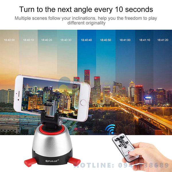 Bộ đế chụp time lapse Puluz góc xoay 360 độ điều khiển từ xa - bảo hành 6 tháng - shop Thế giới điện máy