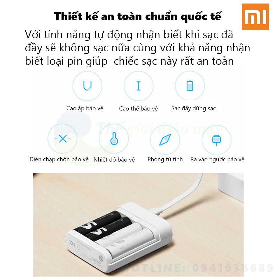 Bộ sạc pin tiểu AA, AAA Xiaomi ZMI - Shop Thế giới điện máy