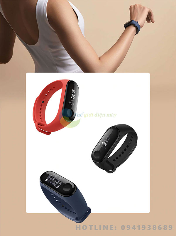 Đồng hồ thông minh Xiaomi Mi Band 3 (hỗ trợ tiếng Việt), theo dõi sức khỏe, đo nhịp tim - Bảo hành 12 tháng - shop Thế giới điện máy