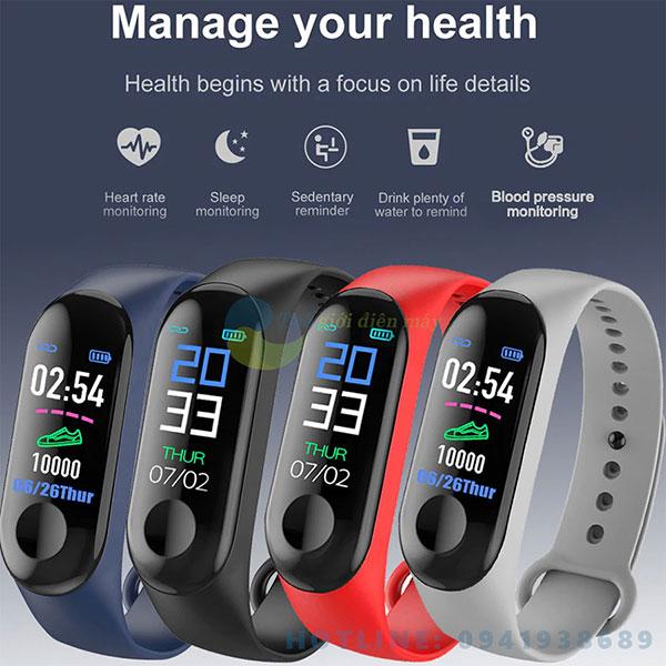 Đồng hồ thông minh Xiaomi Mi Band 3 (hỗ trợ tiếng Việt), theo dõi sức khỏe, đo nhịp tim - Bảo hành 12 tháng - shop Thế giới điện máy