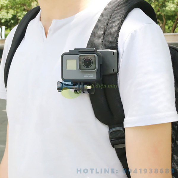 kẹp camera hành trình, camera hành động lên dây đeo balo