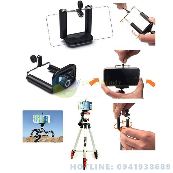 Khung gắn điện thoại lên tripod - Đầu kẹp điện thoại lên chân máy ảnh - shop Thế giới điện máy