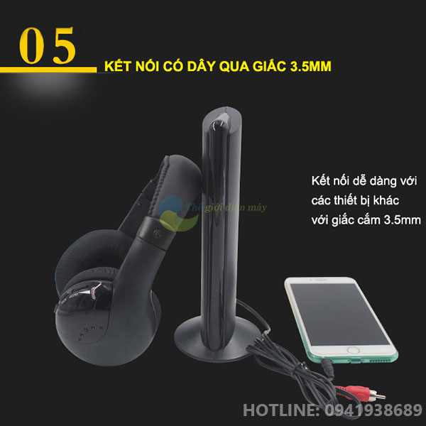 Tai nghe không dây Wireless Earphone MH2001 5 trong 1 sử dụng sóng radio để truyền âm thanh