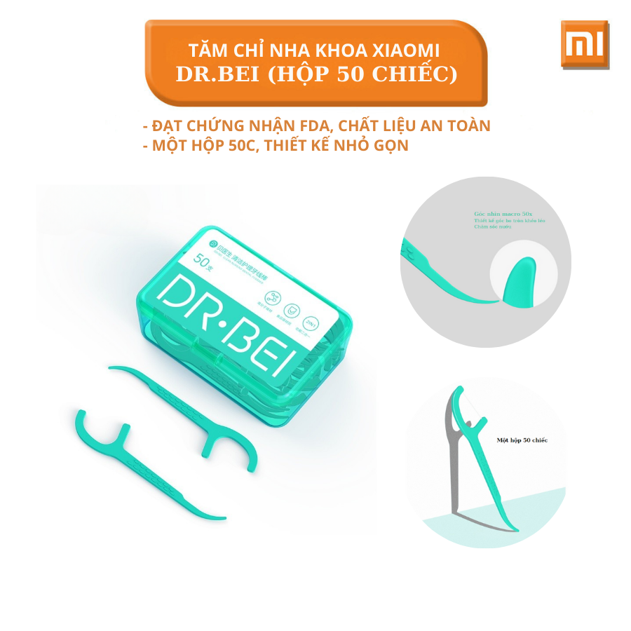 Tăm chỉ nha khoa Xiaomi Dr Bei (Một hộp 50 cái)