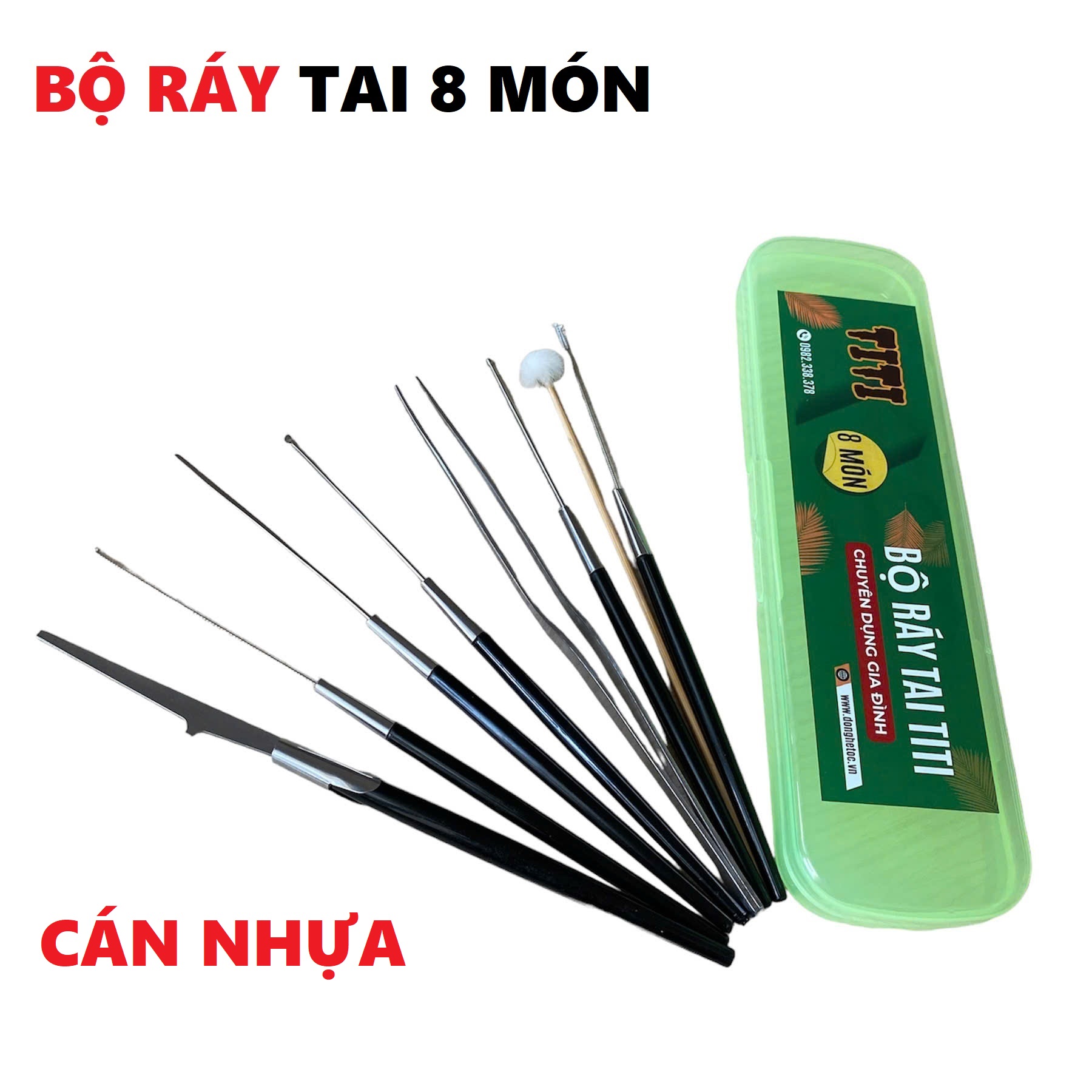 Bộ Ráy Tai 8 Món Cán Nhựa TITI