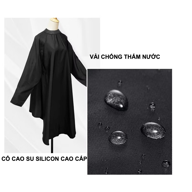 Áo Choàng Cắt Tóc Có Tay Cổ Silicon