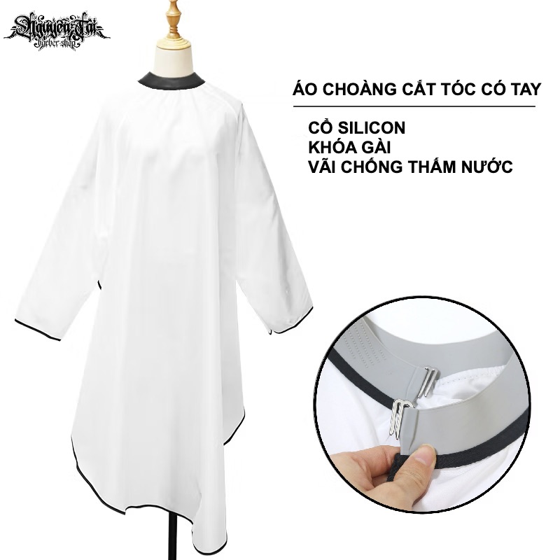 Áo Choàng Cắt Tóc Có Tay Cổ Silicon