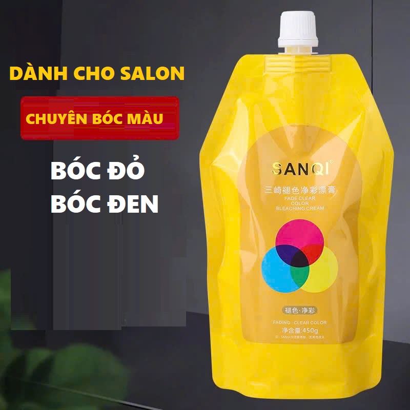 Kem Bóc Màu Tóc SANQI Đỏ, Đen, Phủ Bóng 450ml