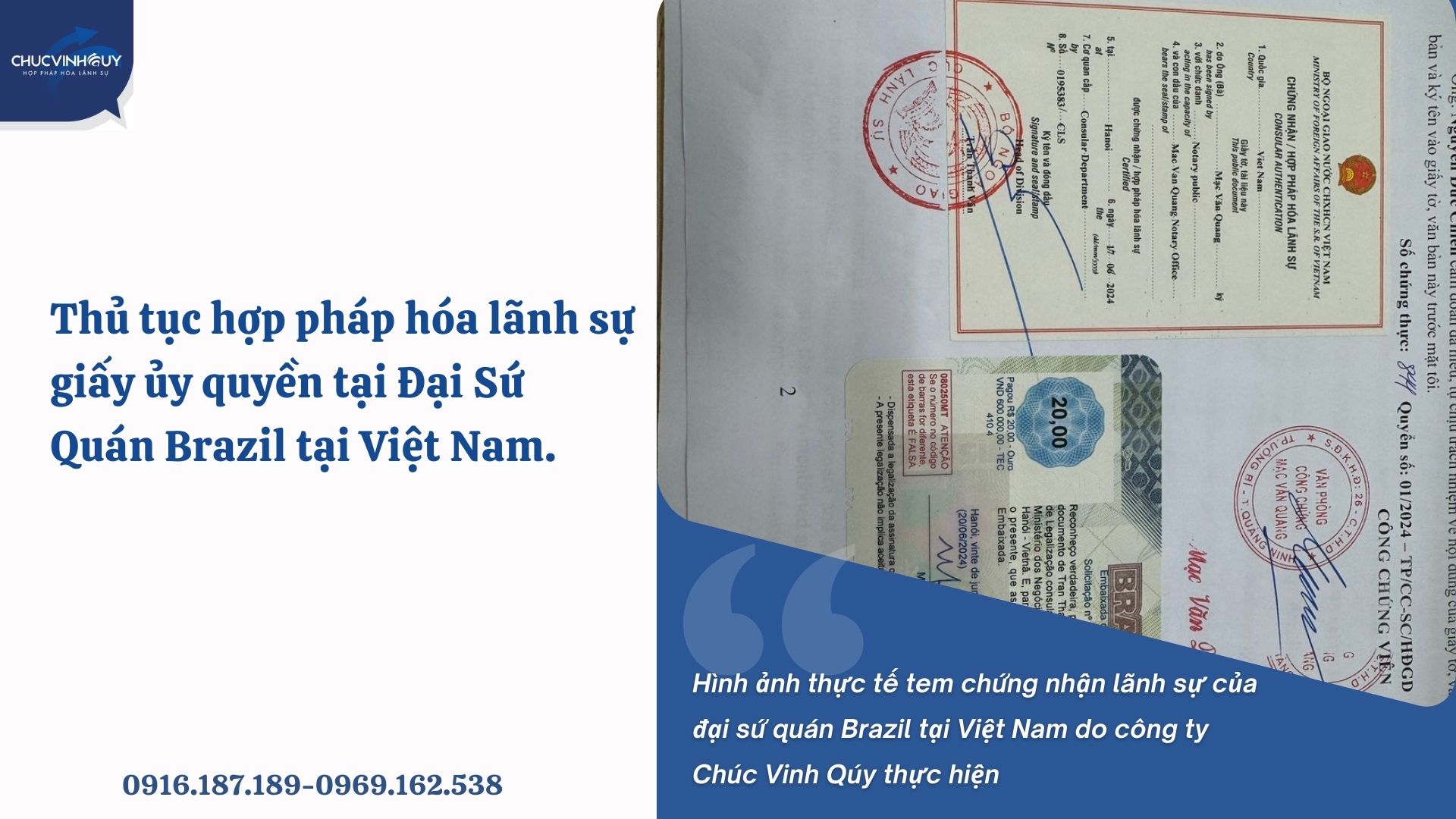 HỢP PHÁP HÓA GIẤY ỦY QUYỀN CỦA VIỆT NAM ĐỂ SỬ DỤNG TẠI BRAZIL