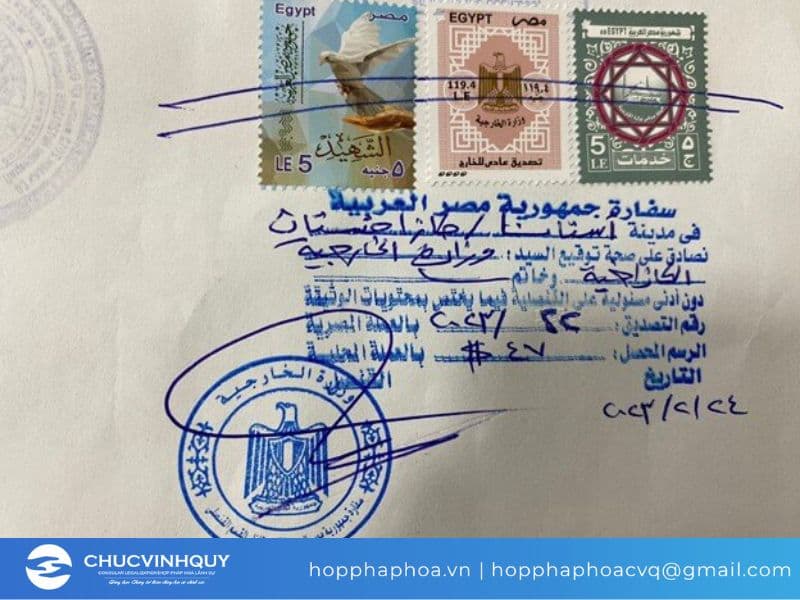 Dịch vụ hợp pháp hóa lãnh sự Ai Cập nhanh, chuẩn pháp lý