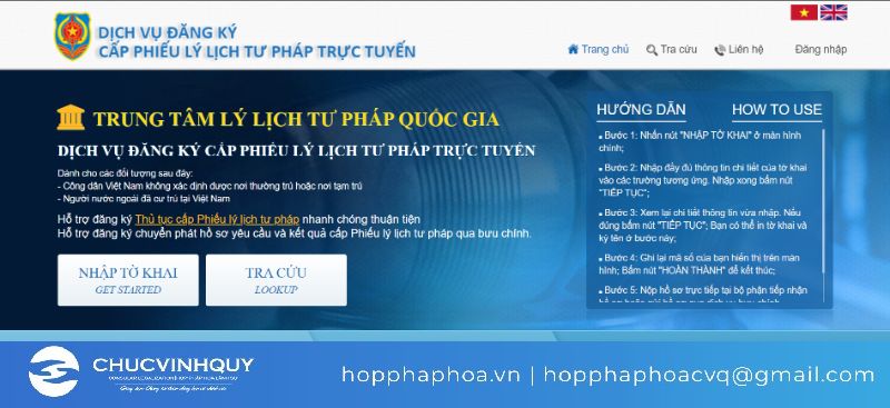 Cách tra cứu lý lịch tư pháp thông qua trang web