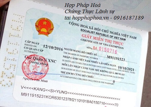 chứng nhận miễn thị thực
