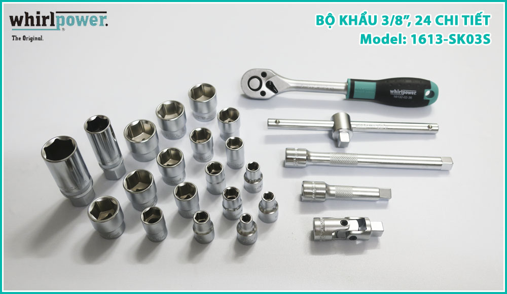 Bộ khẩu 3/8” có 24 chi tiết Whirlpower 1613-SK03S