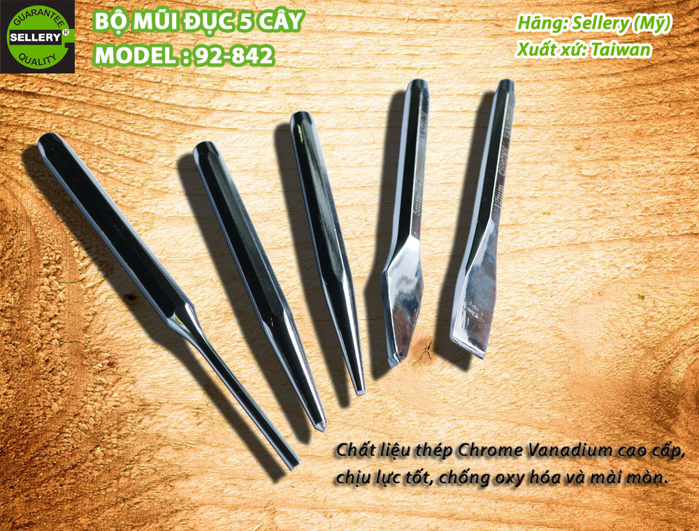 BỘ MŨI ĐỤC 5 CÂY SELLERY 92-842