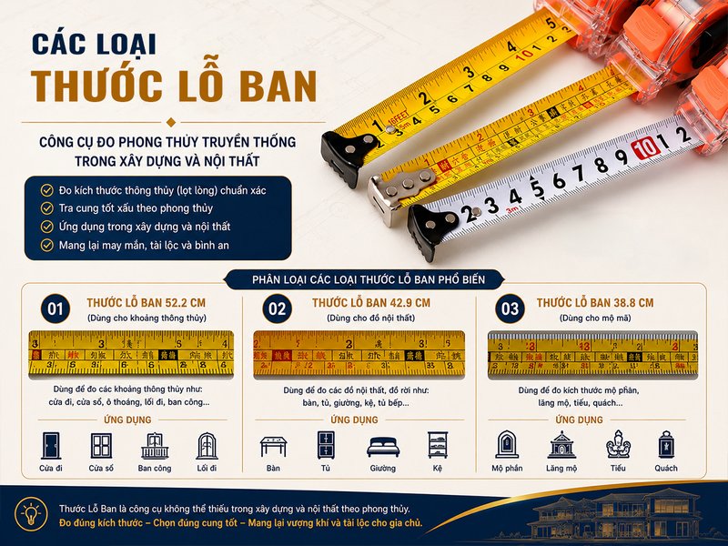 Các Loại Thước Lỗ Ban: Cách Đo Chuẩn Phong Thủy Nhất