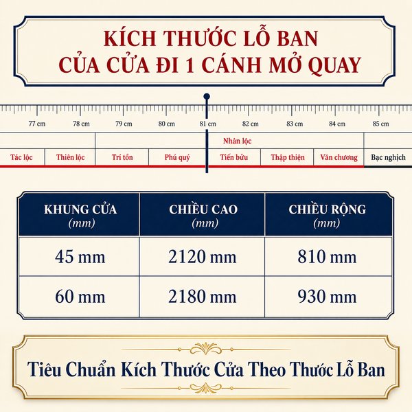 Tiêu Chuẩn Kích Thước Cửa Theo Thước Lỗ Ban