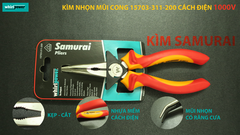 kìm nhọn mũi cong 8" Whirlpower 15703-311-200