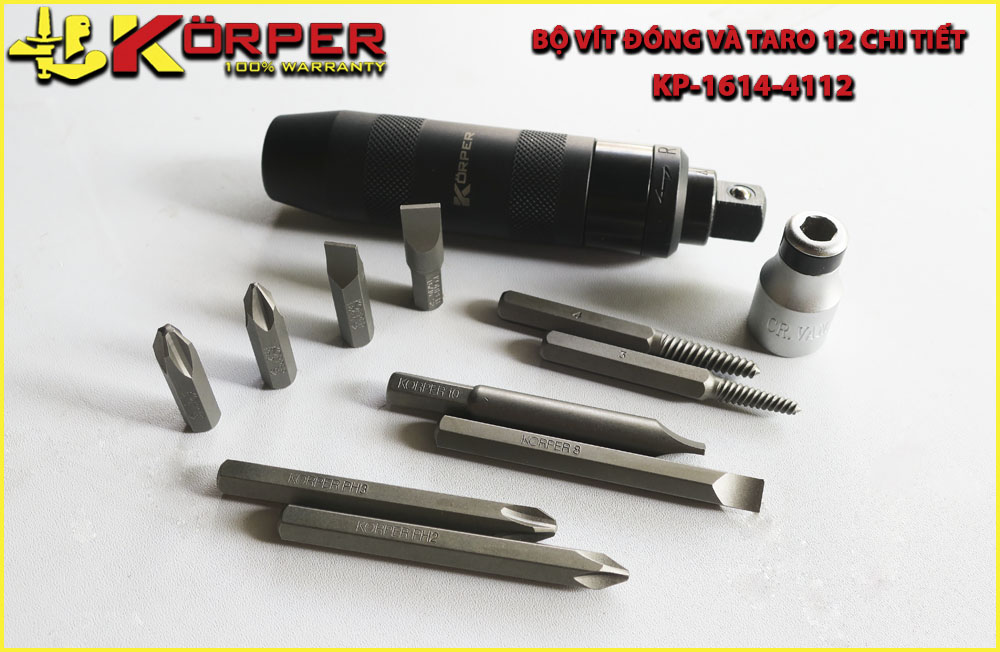 BỘ VÍT ĐÓNG VÀ TARO 12 CHI TIẾT KORPER KP-1614-4112