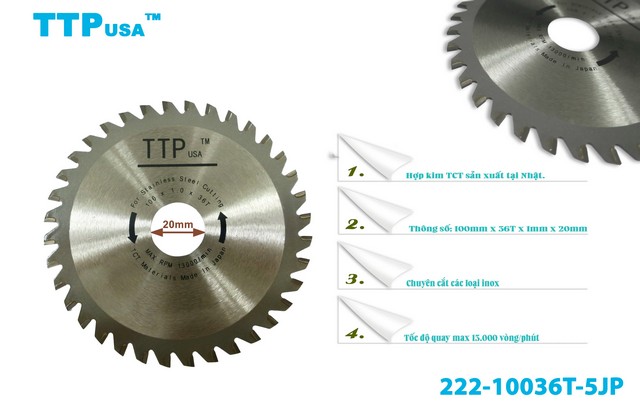 Lưỡi cắt inox 100mm x 36T TTPusa 222-10036T-5JP