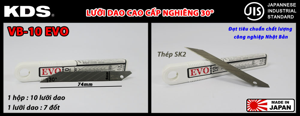 LƯỠI DAO CAO CẤP NGHIÊNG 30° KDS VB-10EVO