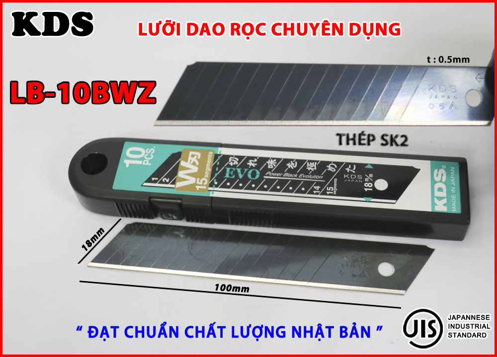 LƯỠI DAO CHO DAO L-22 KDS LB-10BWZ 100 x 18 x 0,5mm (ĐEN)