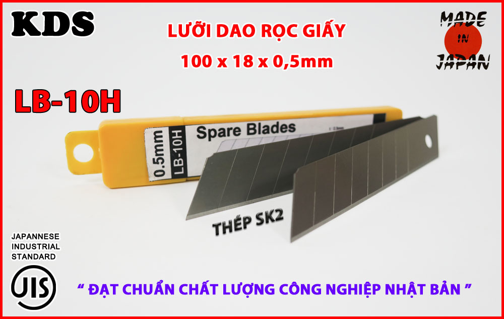 LƯỠI DAO RỌC GIẤY 100 X 18 X 0,5 MM KDS LB-10H (TRẮNG)