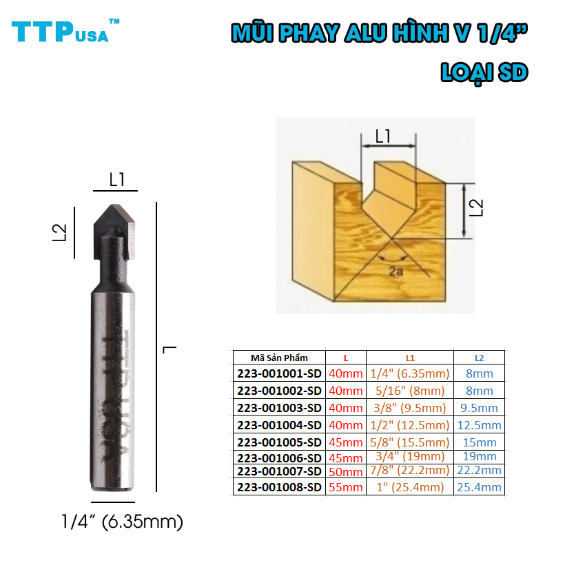 Mũi Phay Chữ V Alu SD TTPUSA